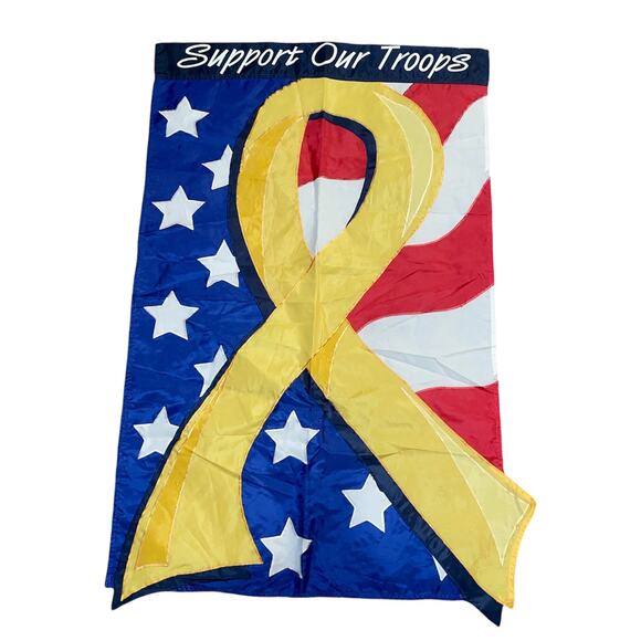 44" Support Our Troops Flag Yellow Ribbon Patriotic Red White Blue USA Military - Picture 7 of 8